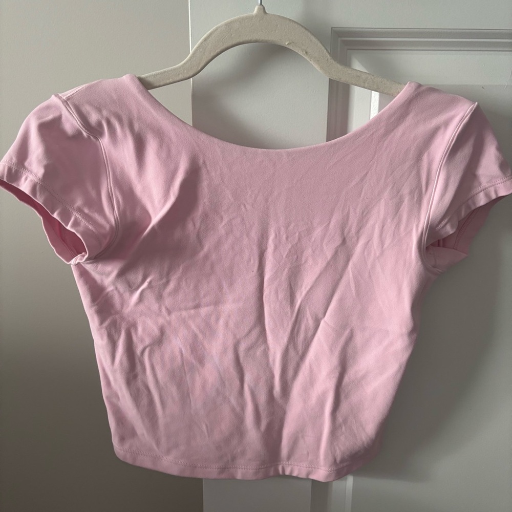 Offline Aerie Pink Open Back Crop Tee